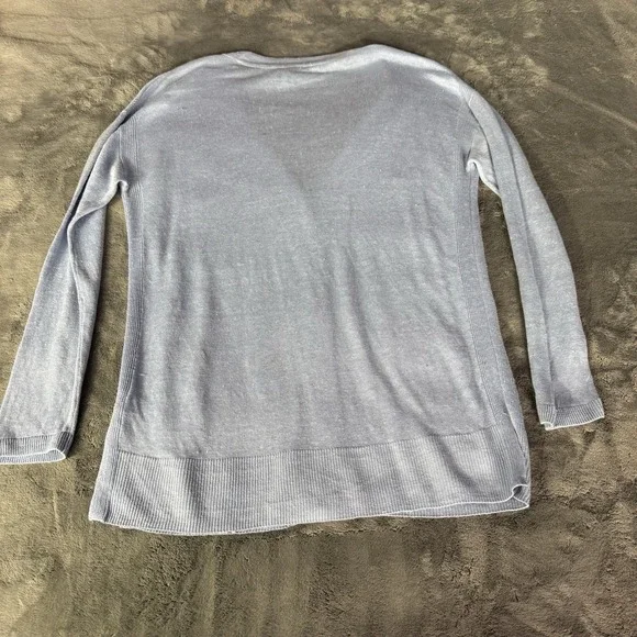 Eileen Fisher Cardigan Sweater 100% Linen Small Button Down Lt. Blue Coastal - Picture 3 of 9